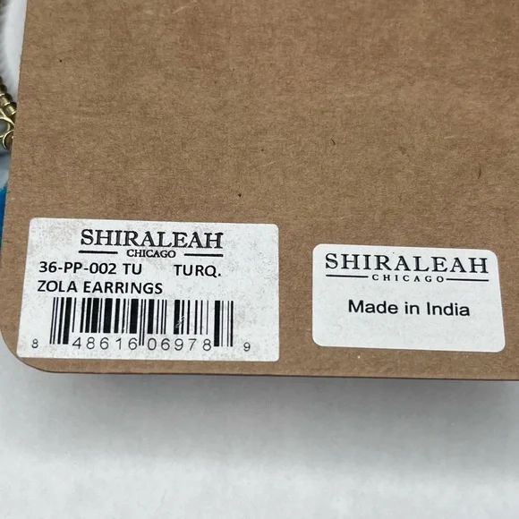 SHIRALEAH CHICAGO Zola Turquoise Blue Earrings Boho Gypsy Pom Hoops NWT - Picture 7 of 7